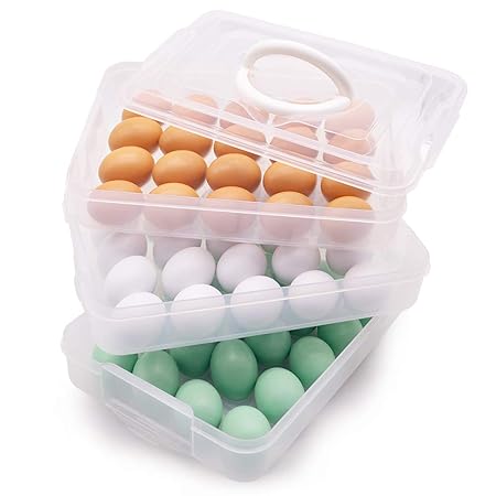KaryHome Deviled Egg Tray Carrier with Lid，Egg Container Holder for 30 Egg Tray, 