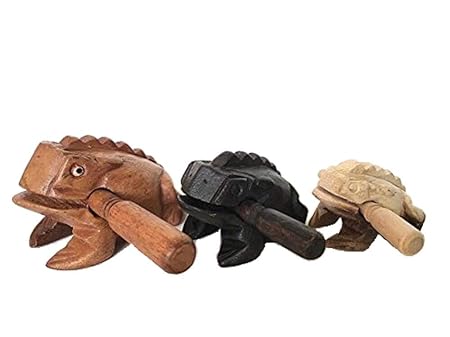 Wooden Percussion 3 Piece Set Frog 3 Inches Cricket and Owl