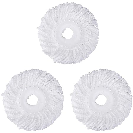 Microfiber Mop Head Replacement Refills Round Shape Standard Size 6.3 Inch Diameter Including 1 Dishcloth 3 Pack Spin Mop Replacement Heads for 360° 