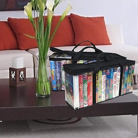 15 Each Bag Fasmov 4 Pack VHS Storage Bag Hold up to 60 Large VHS Tapes 