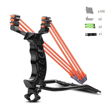Professional Hunting Slingshot Catapult & 2x Double Layer Rubber Bands Outdoor 