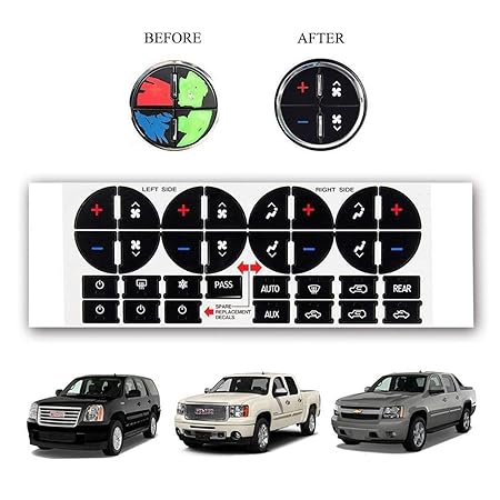 TraderPlus 4PCS Replacement AC Control Dash Button Stickers for SUV Truck