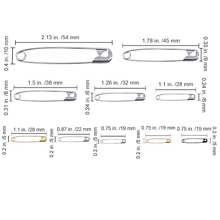 Safety Pins Assorted Durable, Large Safety Pins Small 19mm-54mm