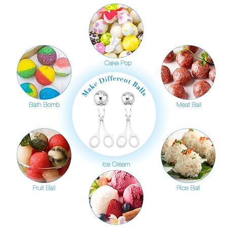 Ice Cream Cake Meatball Scoop Ball Maker，None-Stick Meat Ballers，Stainless Steel Meat Baller Tongs，For Meatball Ball Size 1.38 And 1.85 Small Bath Bombs