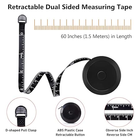 Retractable in/mm 60" Tailors Sewing Measuring Tape 4 Pack 
