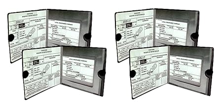 ESSENTIAL Car Auto Insurance Registration BLACK Document Wallet Holders 2 Pack - - Automobile Truck Necessary in Every Vehicle 2 Pack Set BUNDLE, 2pcs Motorcycle Trailer Vinyl ID Holder & Visor Storage Strong Closure On Each 