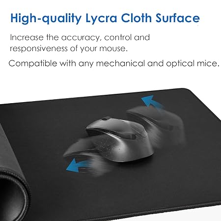 3 Pack with Different Edges Durable Stitched Anti-Fray Edges 10x9 Inches Economic Black Mousepad Waterproof Cloth Surface Optimized for Precision 30% Larger Psitek Mouse Pad 