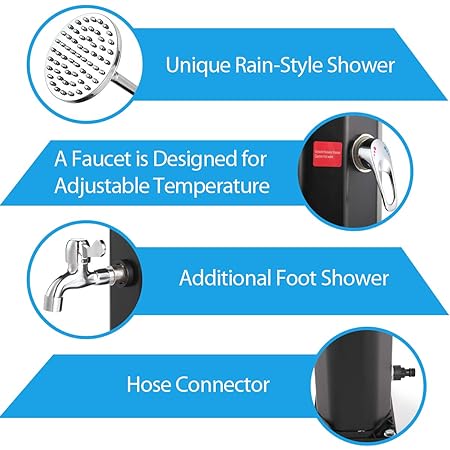 Digital Temperature Control Up to 119 Degrees Shower Connects to Standard Garden Hose Portable Electric Outside Shower 