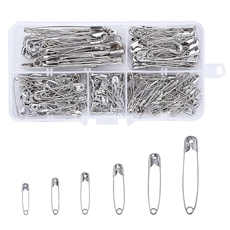 Waycreat 520Pcs Safety Pins Set 7 Sizes 19mm 54mm for Sewing Craft Cloth Home Office 