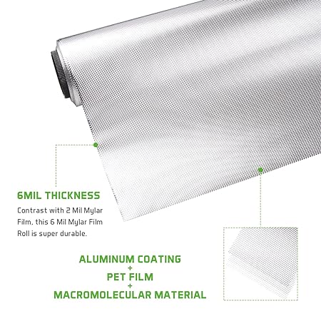 VIVOSUN Horticulture Highly Reflective Mylar Film Roll 4FT X 25FT 2 Mil 