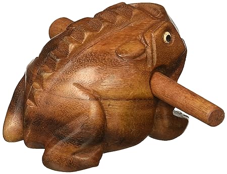 Wooden Frog Toad Croak Musical Instrument Tone Block Stick Hand Carved Decor Toy 