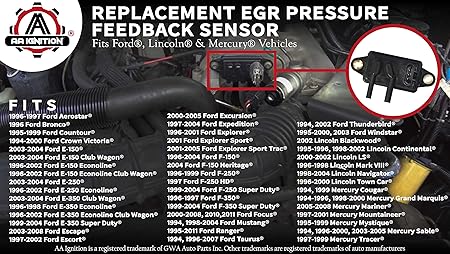 EGR Exhaust Gas Recirculation Pressure Feedback Sensor for DPFE15 Ford Escape Focus Thunderbird Ranger Lincoln Mazda Mercury Replace OE# F77Z-9J460-AB F77Z9J460AB 