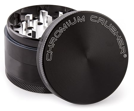 Chromium Crusher V2 Enhanced Grip 2.5 4 piece Tobacco Spice Herb Grinder with Metal Gift Box Black 
