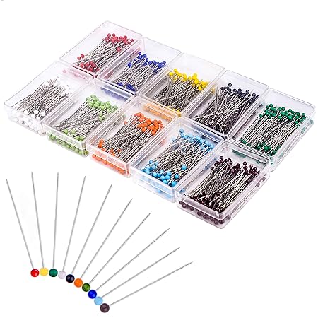800Pcs Straight Pins Glass Ball Head Colorful 38mm Long for Sewing Quilting Pins Map Tack Ornament DIY Craft 800 Pieces 