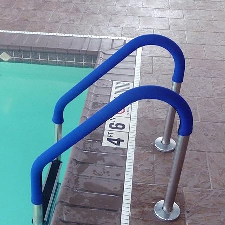 Stainless Steel Swimming Pool Handrail Inter-Fab D4BD049-FL Deck 4-Bend Braced Flanged Stair Rail
